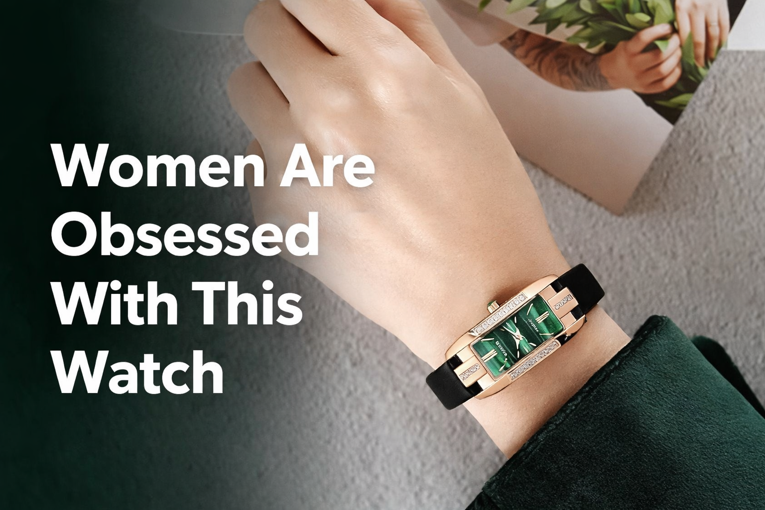 Elegant Square Green Watch for Women